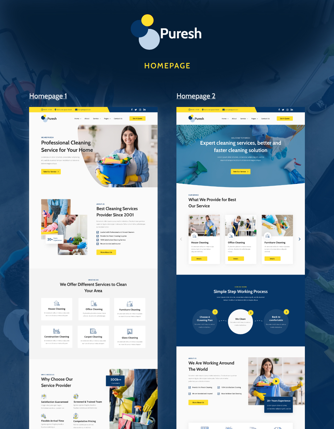 Puresh - Cleaning Service Website Template Kit - 1