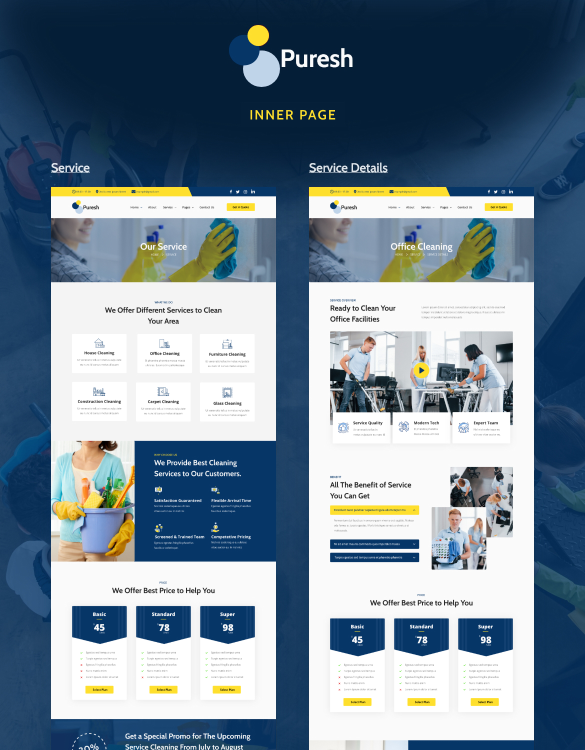Puresh - Cleaning Service Website Template Kit - 3
