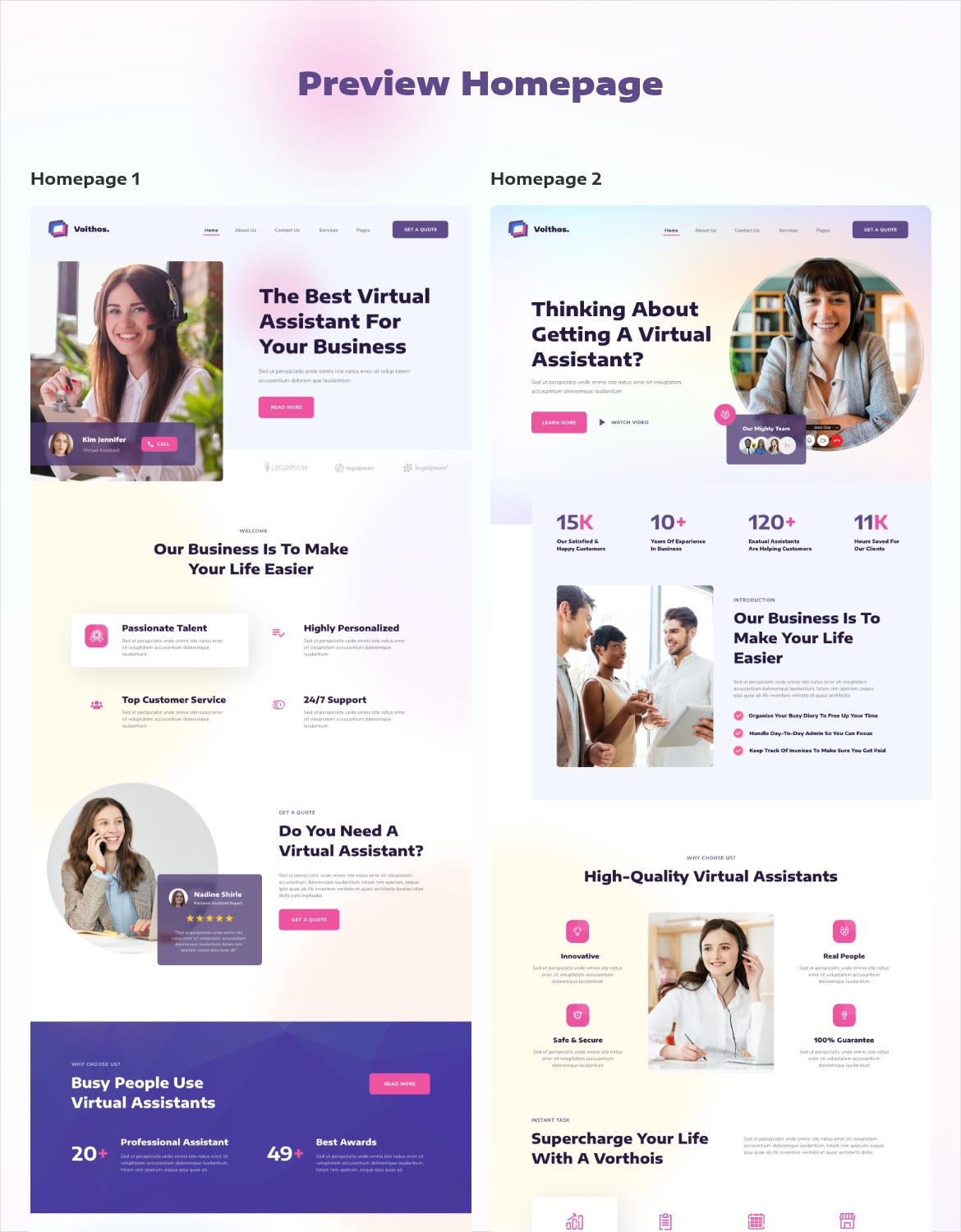 Voithos - Virtual Assistant Website Template - 1