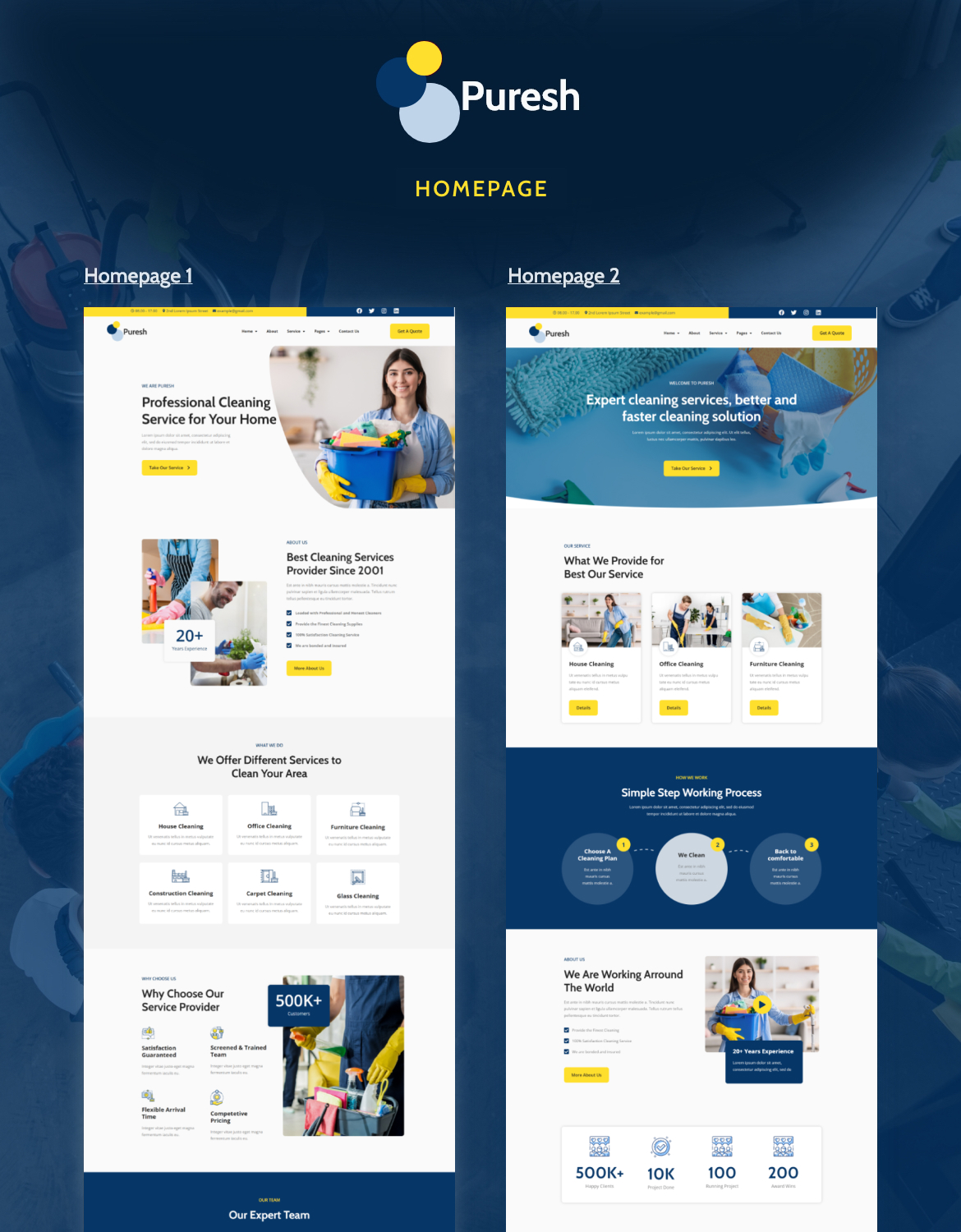 Puresh | Cleaning Services Company Elementor Template Kit - 1
