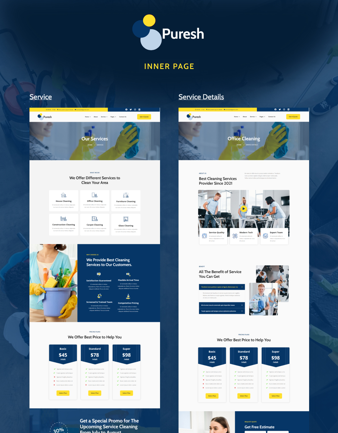 Puresh | Cleaning Services Company Elementor Template Kit - 3