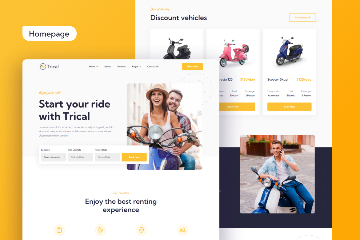 Trical | Bike & Scooter Rental Elementor Template Kit - 1