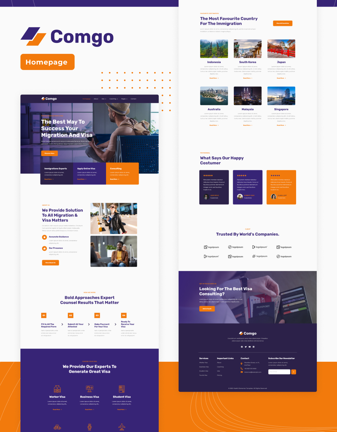 Comgo | Immigration & Visa Consulting Elementor Template Kit - 1